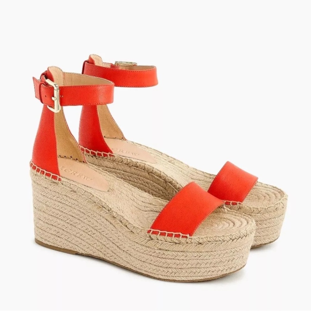 J. Crew Bright Orange Espadrille Wedges